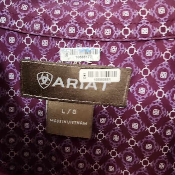 Men's Ariat Purple White Diamond Lattice Pattern Button Down Shirt. Sz L - Picture 2 of 5